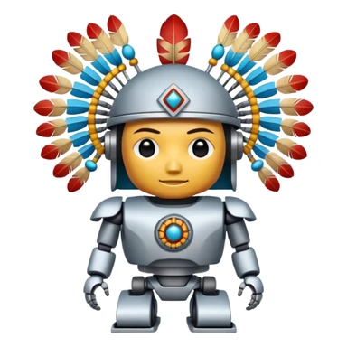 Full Robotic figure wearing native American regalia sticker
