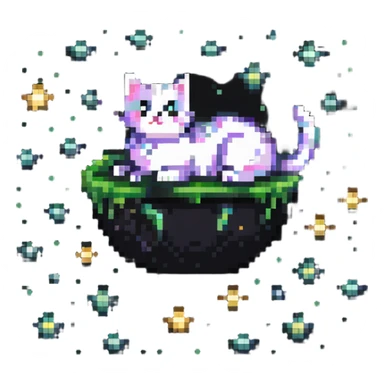 cat floating in space with stars sticker