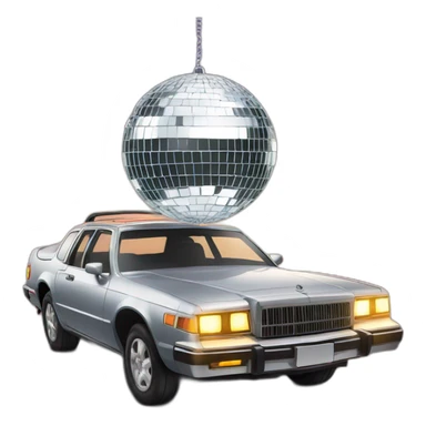 disco ball hanging on top of a shining car sticker