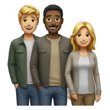 three people happy standing together  sticker