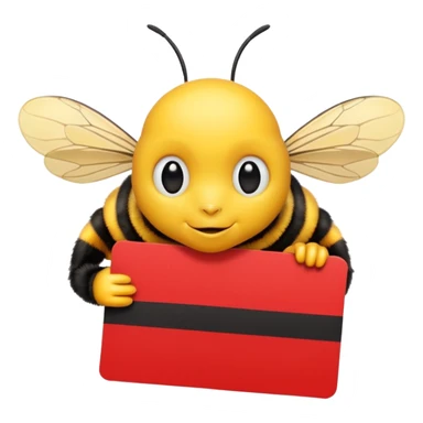 using this image, make the bee hold a red card like a referree sticker