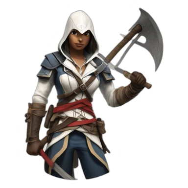 Connor's avatar with her ax in Assassin's Creed 3 sticker