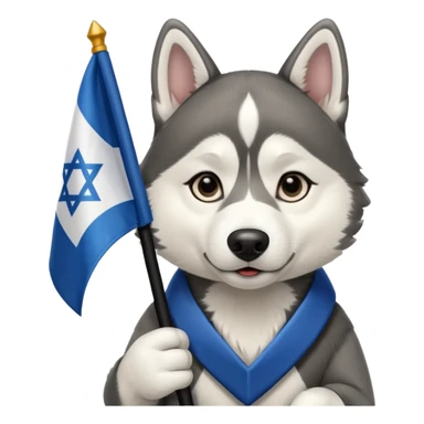 husky holding a hebru flag sticker