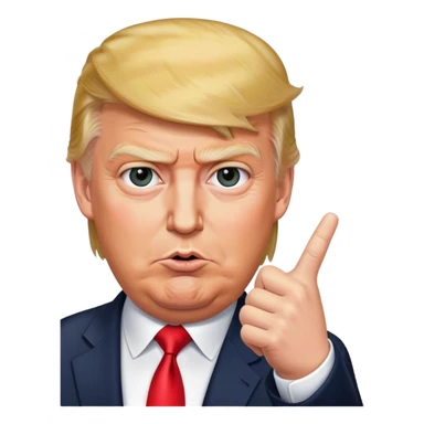 Donald Trump is pointing his finger up, don't make big eyes, hyper-realistic sticker