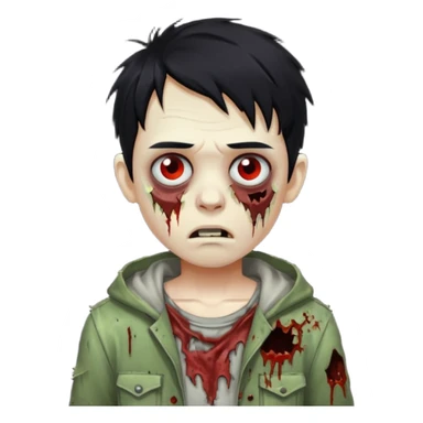 Boy zombie with black hair sticker