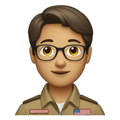 american boy scout who is a girl with short brunette hair and glasses sticker