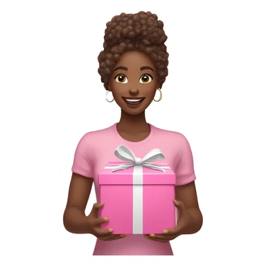influencer promoting a pink gift box in her arms and White girl sticker