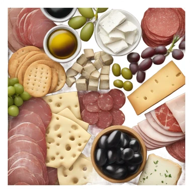 Charcuterie board with red and white wine sticker