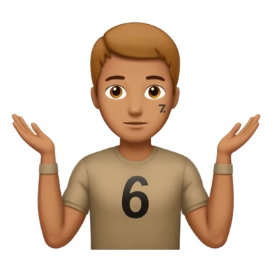 Make a man putting a hand by his sides and a 6 and a 7 beside his head sticker