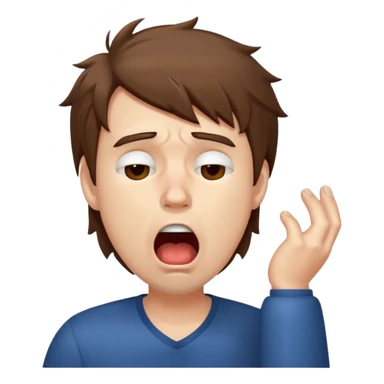 Weak man with disheveled hair yawning sticker