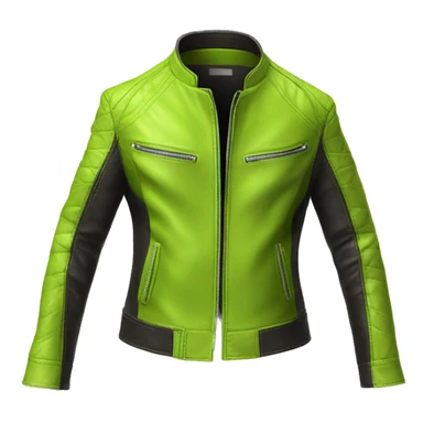Realistic isolated side view of an open lime green fashion leather jacket. sticker