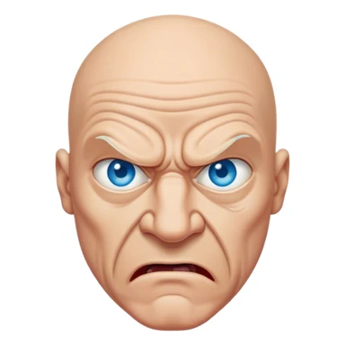 Angry bald man with wrinkles and blue eyes sticker