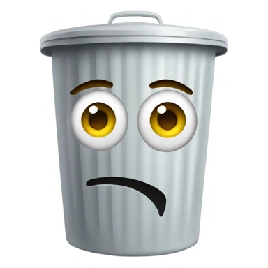 Trash can with a face sticker