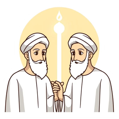 Imam Ali (as) and prophet Muhammad (pbuh) with white light from their faces. Also the prophet holding imam Ali’s hand just like the day of ghadeer  sticker