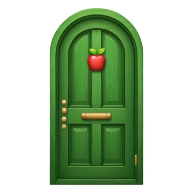 A wooden green door emoji in the style of Apple emoji sticker