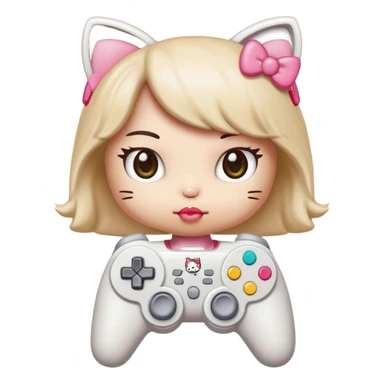 Hello kitty play video game controller sticker