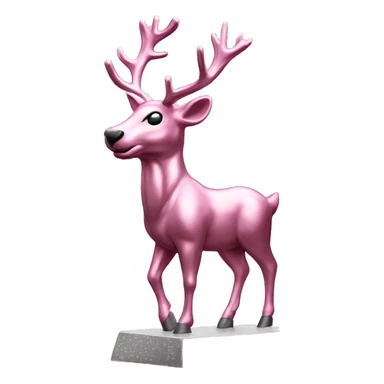 Reindeer statue made of pink shiny metal sticker