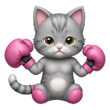 Happy Gray baby girl kitten boxing  sticker