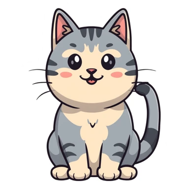 Gray tabby cat begging  sticker