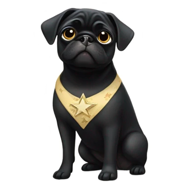 Black pug a Jewish star dress sticker