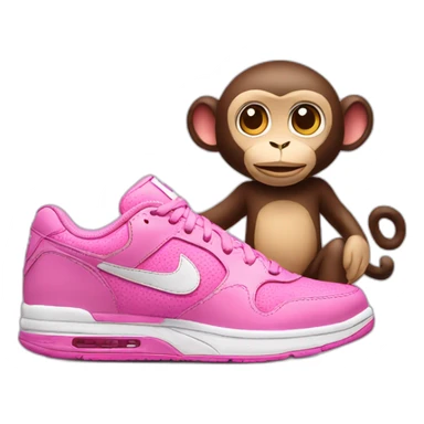 A pink monkey with nike shoes sticker