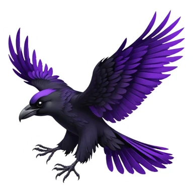 Black  and purple realistic Raven wings sticker