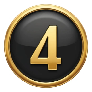 Make a round badge for a paid subscription out of black stone and gold with the number 4 sticker