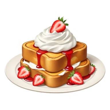 French toast with strawberry on top and whipped cream sticker