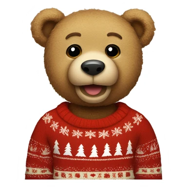 teddy bear with a christmas sweater sticker