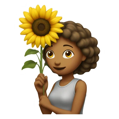 A lady giving a sunflower sticker