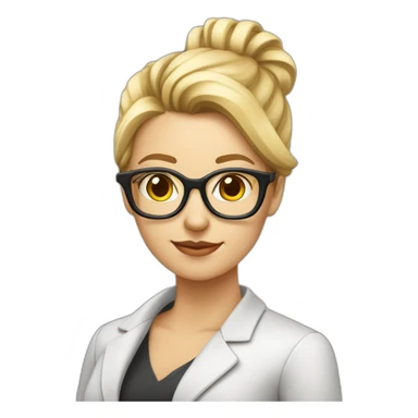 femme mathematicienne maigre blanche cheveux blond en chignon bas avec des lunettes rectangulaires fines  sticker
