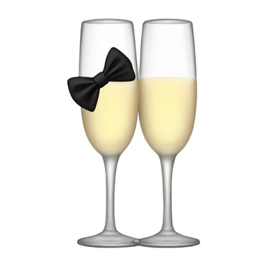 A champagne glass with a black bow on stem sticker
