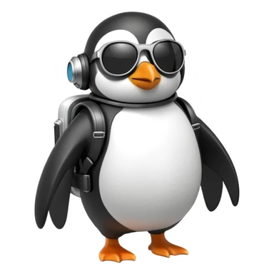 penguin with a jetpack and sunglasses sticker