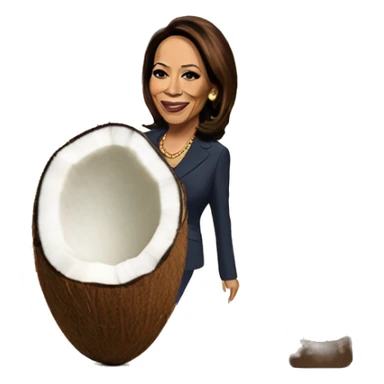 Kamala Harris next to a coconut tree sticker