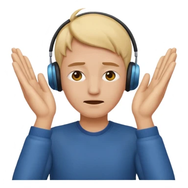 sigma emoji face covering ears with both hands, unbothered, no text sticker