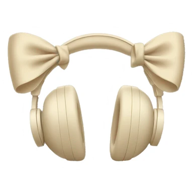 beige apple headphones with beige bows sticker