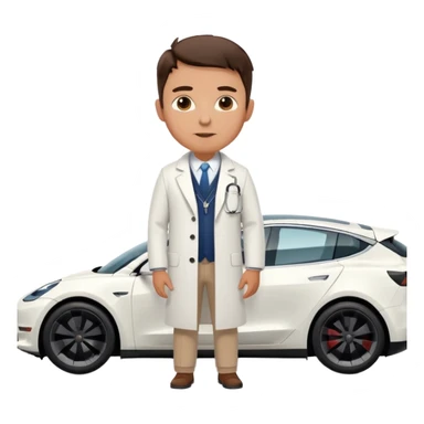 White tesla model 3 with a physician next to it sticker