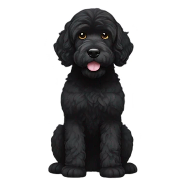 black face Portuguese water dog with white chin sticker