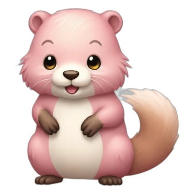 light-pink-fur-kawaii-beaver-with-big-tail sticker