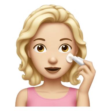 white girl applying cream on face sticker