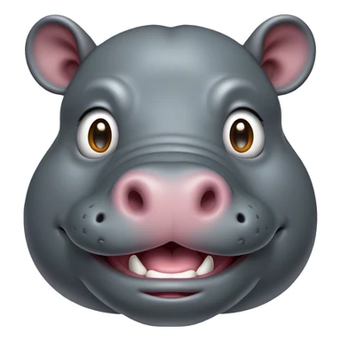 Cinematic Comical Hippo Portrait Emoji, Head tilted dramatically with an exaggeratedly amused expression, featuring a striking, glossy slate-gray hide with bold textured wrinkles, wide, expressive eyes filled with playful disbelief, Simplified yet hilariously expressive features, highly detailed, glowing with a slightly sassy glow, high shine, dramatic yet playful, stylized with an air of cheeky river mischief, bright and endearing, soft glowing outline, capturing the essence of a spirited and over-the-top hippo, so meme-worthy it feels like it could splash its way into internet fame instantly! sticker