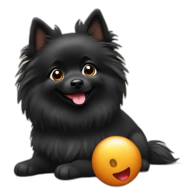 Little black spitz with cuddy toy sticker