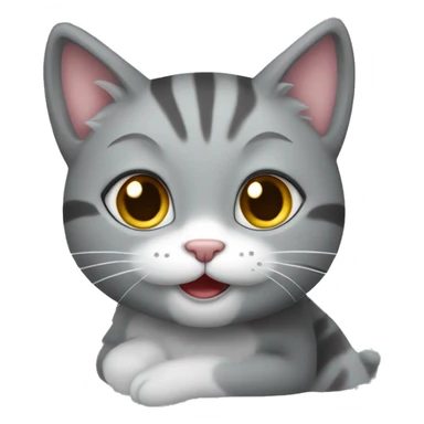 Gatito gris con carita feliz  sticker
