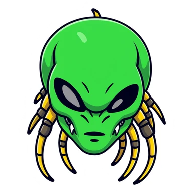 Predator alien with mandibles and dreadlocks sticker