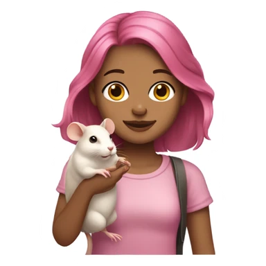 Animal lover girl, rat plus hamster tan skin pink hair sticker