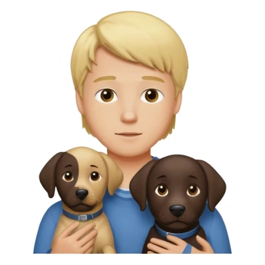 young blond man with dark labrador  sticker
