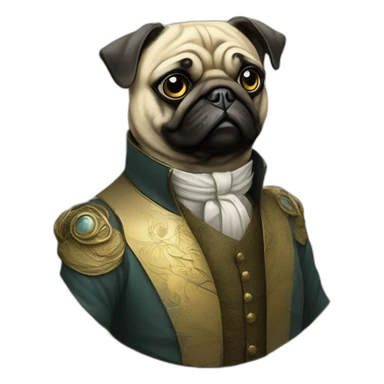 A cyberpunk pug in Art Nouveau style during 1910 sticker