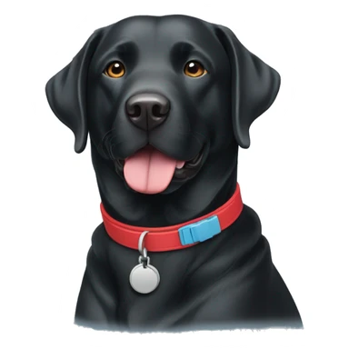 one happy adult BLACK labrador with a red collar next to another happy adult BLACK labradors with a light blue collar. sticker
