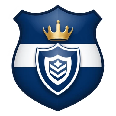 Monterey Football Club logo with thick barred shield with MY written inside and navy blue and white color sticker