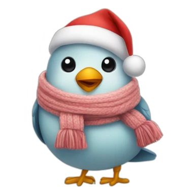 cute Fat Bird Santa wearing scarf sticker